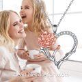 wholesale 925 Sterling Silver Rose Gold Carnation Flower Heart Pendant Necklace for Women-0-5