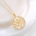 wholesale Gold 925 Sterling Silver Mother-of-Pearl Butterfly Tree of Life Necklace with Malachite and Star of David Pendants for Women Gift Ideas-0-5