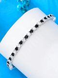 wholesale Sterling Silver Tennis Bracelet with Birthstones 6+2 Inch - Rhodium Plated-0-9