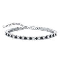 wholesale Sterling Silver Tennis Bracelet with Birthstones 6+2 Inch - Rhodium Plated- Rhodium Plated