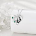 wholesale 925 Sterling Silver Heart-Shaped CZ Mother & Baby Panda Pendant Necklace for Women and Girls-0-4