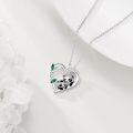 wholesale 925 Sterling Silver Heart-Shaped CZ Mother & Baby Panda Pendant Necklace for Women and Girls-0-5