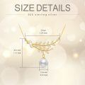wholesale Gold 925 Sterling Silver Olive Leaf Pearl Pendant Necklace for Women - Natural Shell Bead Jewelry Peace Gift-0-1