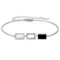wholesale 925 Sterling Silver Rectangle Black & White Shell Charm Link Bracelet-0-0