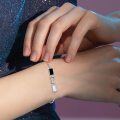 wholesale 925 Sterling Silver Rectangle Black & White Shell Charm Link Bracelet-0-2