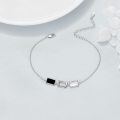wholesale 925 Sterling Silver Rectangle Black & White Shell Charm Link Bracelet-0-4