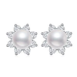 Sterling Silver Cultured Freshwater Pearl Stud Earrings-0