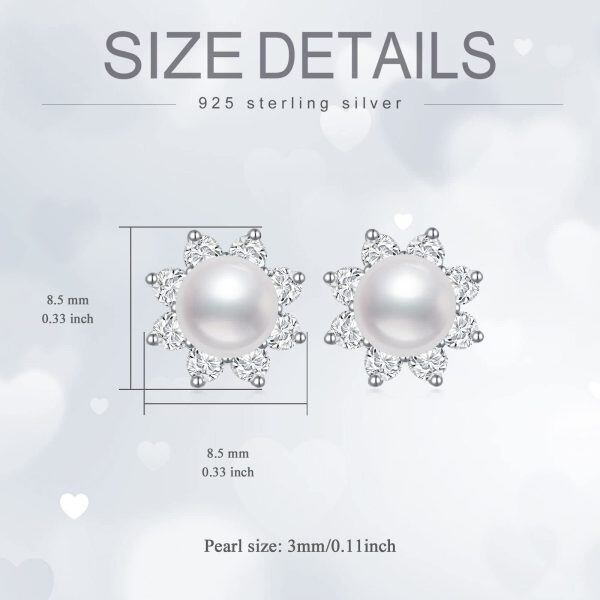 Sterling Silver Cultured Freshwater Pearl Stud Earrings-1