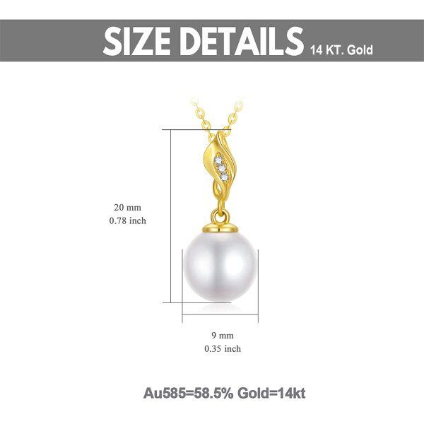 14K Solid Gold Freshwater Cultured Pearl Pendant Necklace-1