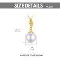 wholesale 14K Gold Leaf Pendant with White Freshwater Cultured Pearl and Cubic Zirconia Chain - 18 Length-0-1