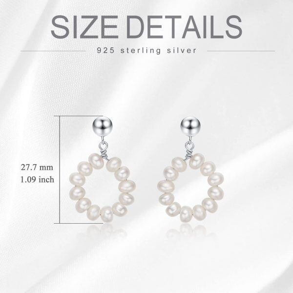 Sterling Silver Freshwater Multi-pearl Circle Drop Earrings-1