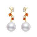 wholesale 14K Gold Cubic Zirconia & White Pearl Dangle Earrings for Women Girls  Ideas-0-0