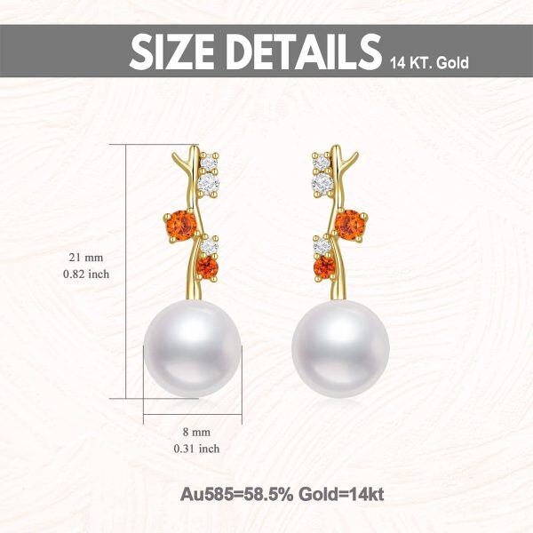 14K Solid Gold Freshwater Pearl Drop Earrings-1