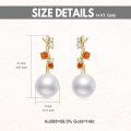 wholesale 14K Gold Cubic Zirconia & White Pearl Dangle Earrings for Women Girls  Ideas-0-1