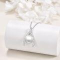 wholesale 925 Sterling Silver Freshwater Pearl Wishbone Pendant Necklace s for Her-0-3