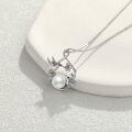 wholesale 925 Sterling Silver Freshwater Pearl Hummingbird Flower Pendant Necklace for Women Girls-0-3