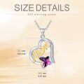 wholesale Gold-Plated 925 Sterling Silver Mom Heart & Butterfly Purple Crystal Pendant Necklaces for Women-0-1