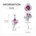 wholesale 925 Sterling Silver Pink Heart Love Pendant Necklace Mother Daughter Gifts-0-1
