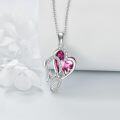 wholesale 925 Sterling Silver Pink Heart Love Pendant Necklace Mother Daughter Gifts-0-3