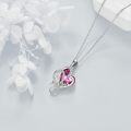 wholesale 925 Sterling Silver Pink Heart Love Pendant Necklace Mother Daughter Gifts-0-4