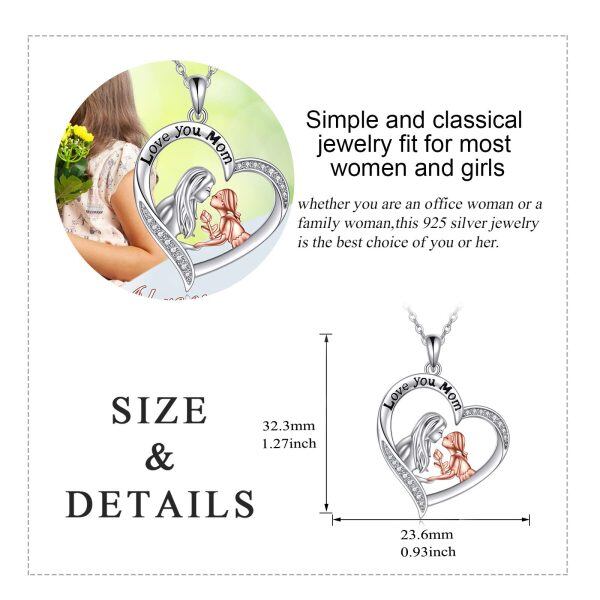 Sterling Silver Mother Daughter Pendant Necklace for Mom-1