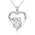 wholesale 925 Sterling Silver Crystal Heart Pendant with Mother and Child Design for Women's s-0-0