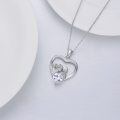 wholesale 925 Sterling Silver Crystal Heart Pendant with Mother and Child Design for Women's s-0-4