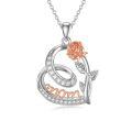 wholesale 925 Sterling Silver Rose Flower Love Knot MOM Pendant Necklace for Women Gifts-0-0