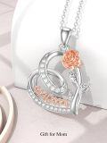 wholesale 925 Sterling Silver Rose Flower Love Knot MOM Pendant Necklace for Women Gifts-0-2