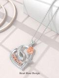 wholesale 925 Sterling Silver Rose Flower Love Knot MOM Pendant Necklace for Women Gifts-0-3