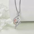 wholesale 925 Sterling Silver Mother and Child Heart Shape Pendant Necklace with Moissanites for Women-0-3