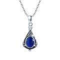 wholesale 925 Sterling Silver Blue Stone Celtic Knot Teardrop Pendant Necklace-0-0