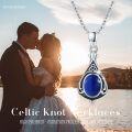 wholesale 925 Sterling Silver Blue Stone Celtic Knot Teardrop Pendant Necklace-0-5