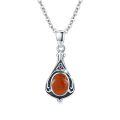 wholesale 925 Sterling Silver Carnelian Teardrop Celtic Knot Pendant Necklace for Women-0-0