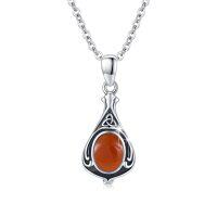 wholesale 925 Sterling Silver Carnelian Teardrop Celtic Knot Pendant Necklace for Women- Oxidized/Oxidised