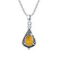 wholesale 925 Sterling Silver Citrine Stone Celtic Knot Teardrop Pendant Necklace for Women-0-0