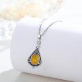 wholesale 925 Sterling Silver Citrine Stone Celtic Knot Teardrop Pendant Necklace for Women-0-4