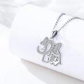 wholesale 925 Sterling Silver Celtic Knot Elephant Pendant Necklace with Cubic Zirconia for Women and Girls-0-4