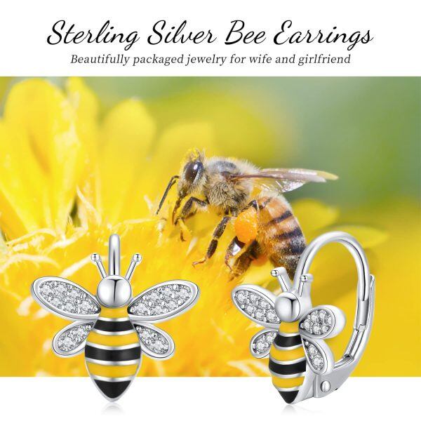 Sterling Silver Bee Huggie Earrings-15