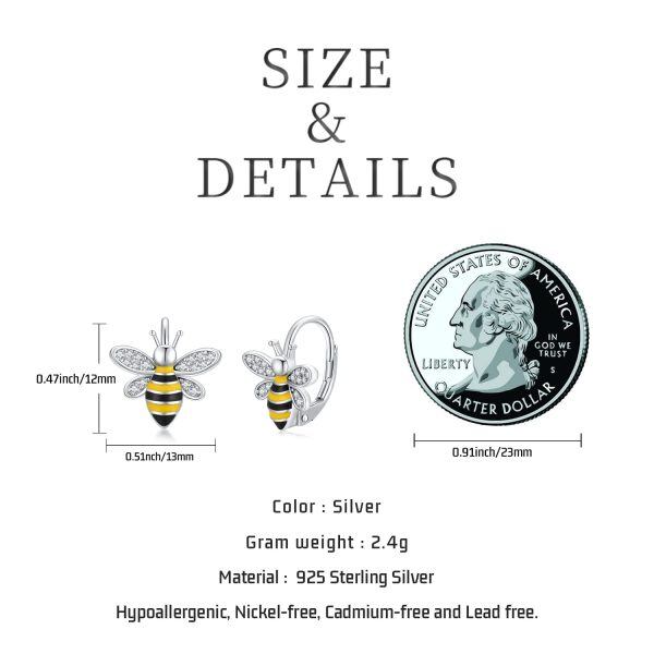 Sterling Silver Bee Huggie Earrings-18