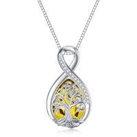 wholesale Sterling Silver Birthstone Valentines Gift Tree of Life Necklace for Women - Rhodium Plated- Rhodium Plated