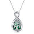 wholesale 925 Sterling Silver Birthstone Valentine s Day Tree of Life Teardrop Necklace-0-0