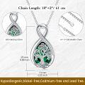 wholesale 925 Sterling Silver Birthstone Valentine s Day Tree of Life Teardrop Necklace-0-1