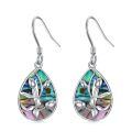 wholesale 925 Sterling Silver Abalone Shell Tulip Drop Earrings with Pink and Green Stripes for Women-0-0