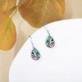 wholesale 925 Sterling Silver Abalone Shell Tulip Drop Earrings with Pink and Green Stripes for Women-0-3