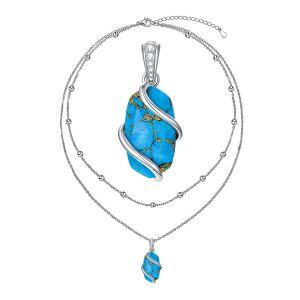 Sterling Silver Infinity Turquoise Layered Pendant Necklace-0