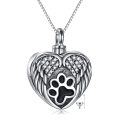 wholesale 925 Sterling Silver Paw Print Angel Wings Heart Cremation Keepsake Pendant Necklace with Funnel and Fill Tool - Pet Memorial Jewelry-0-1