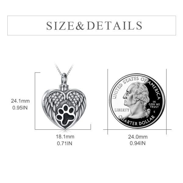 Sterling Silver Cat Paw Angel Wing Urn Necklace-6