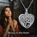 wholesale 925 Sterling Silver Paw Print Angel Wings Heart Cremation Keepsake Pendant Necklace with Funnel and Fill Tool - Pet Memorial Jewelry-0-15