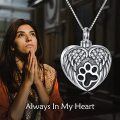 wholesale 925 Sterling Silver Paw Print Angel Wings Heart Cremation Keepsake Pendant Necklace with Funnel and Fill Tool - Pet Memorial Jewelry-0-16